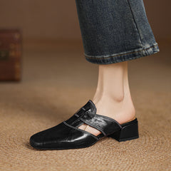 Ivora Genuine Leather Mules