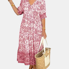 Aria™ | Elegant Floral Dress with V-Neck