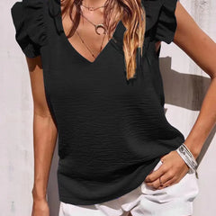 Lynette™ | Playful Ruffle Sleeve Summer Top