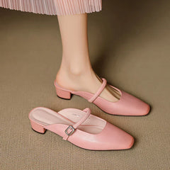 Kera Genuine Leather Mary Jane Mules