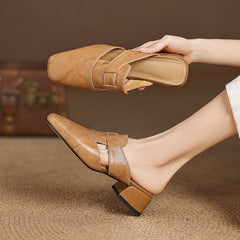 Ivora Genuine Leather Mules