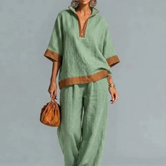 Women's Vintage Linen-Look Co-ord Set