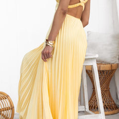Eileen™ | Pleated V-Neck Maxi Dress