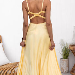 Eileen™ | Pleated V-Neck Maxi Dress