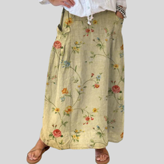 Mella™ | Retro Elegant Floral Art Elastic waistband Pocket Skirt
