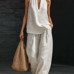 Carlotta – Elegant Sleeveless Set with Wide-Leg Trousers