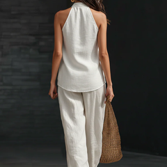 Carlotta – Elegant Sleeveless Set with Wide-Leg Trousers