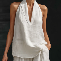 Carlotta – Elegant Sleeveless Set with Wide-Leg Trousers