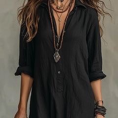 Alessia – Soft Black Buttoned Maxi Dress