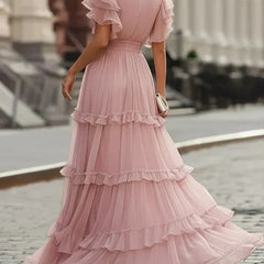 Zoe | Light Pink Elegant Wedding Maxi Dress