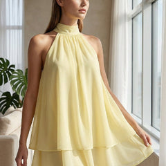 Lightweight And Flowy Wrap-around Layered Mini Dress