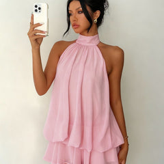 Lightweight And Flowy Wrap-around Layered Mini Dress