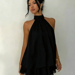 Lightweight And Flowy Wrap-around Layered Mini Dress