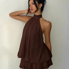 Lightweight And Flowy Wrap-around Layered Mini Dress