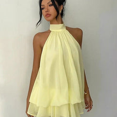 Lightweight And Flowy Wrap-around Layered Mini Dress