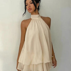 Lightweight And Flowy Wrap-around Layered Mini Dress