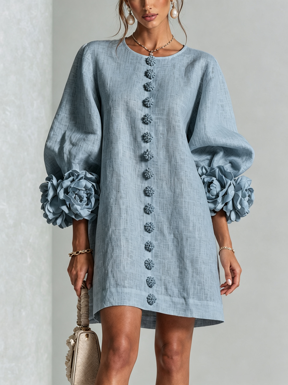 Floral Button-Down Mini Dress