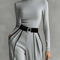 Linda™ | High-Neck Top & Wide-Leg Pants Set with Belt