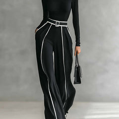Linda™ | High-Neck Top & Wide-Leg Pants Set with Belt