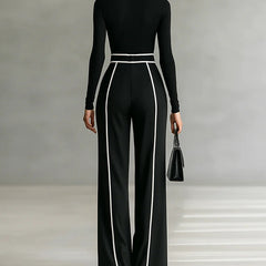 Linda™ | High-Neck Top & Wide-Leg Pants Set with Belt
