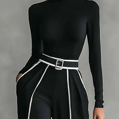 Linda™ | High-Neck Top & Wide-Leg Pants Set with Belt
