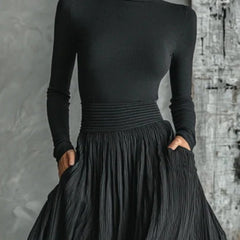 Lucy™ | Turtleneck & Pleated Skirt Set