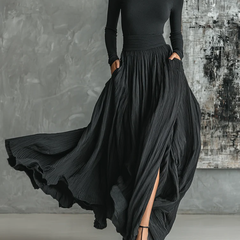 Lucy™ | Turtleneck & Pleated Skirt Set