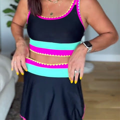 Myra™ | Elegant Three-Piece Color Block Swimsuit