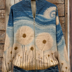 Yolanda™ | Dandelion Meadow Quilted Zip Cardigan