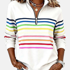 Vienna | Rainbow Striped Zip Sweatshirt