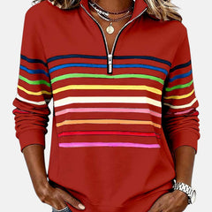 Vienna | Rainbow Striped Zip Sweatshirt