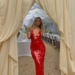 Holly | Women's Wedding Guest Sequin Backless Dress