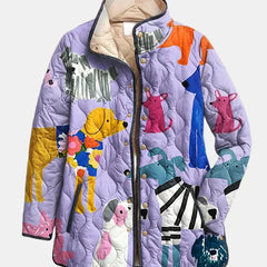 Rhea | Casual Quilted Jacket with Dog Print