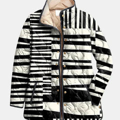 Miren | Black and White Abstract Quilted Jacket
