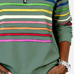 Vienna | Rainbow Striped Zip Sweatshirt