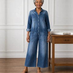 Imani | Vintage Washed Button-Through Denim Dress