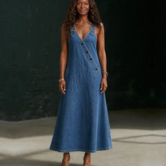 Bianca | Long Button-Through Denim Dress