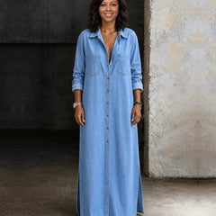 Nia | Button-Through Denim Dress