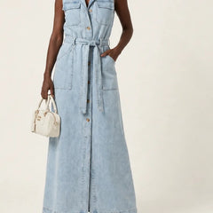 Ines | Classic Denim Maxi Dress