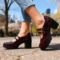 Brexley | Women's Double Strap Platform Mary Jane Heel