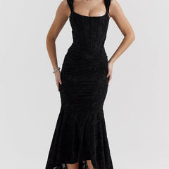 Charlotte | Women's Wedding Guest Lace Ruched Bodycon Dress Evening