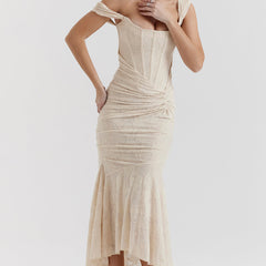 Charlotte | Women's Wedding Guest Lace Ruched Bodycon Dress Evening