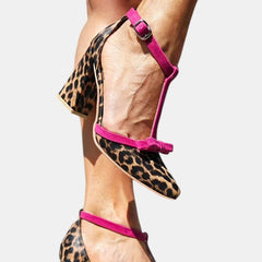 Leontina | Green Leopard Print Sandals with Colorful Accent