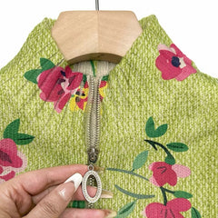 Constance™ | Pink Floral Lime Zip Cardigan