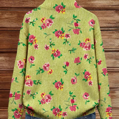 Constance™ | Pink Floral Lime Zip Cardigan