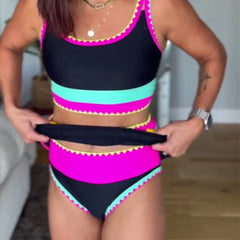Myra™ | Elegant Three-Piece Color Block Swimsuit