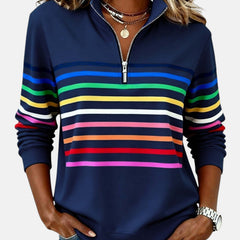 Vienna | Rainbow Striped Zip Sweatshirt
