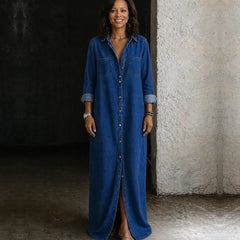 Nia | Button-Through Denim Dress
