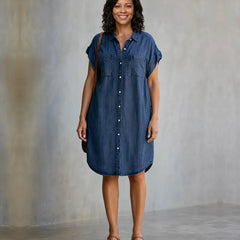 Kiara | Button-Through Denim Dress