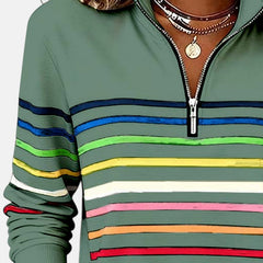 Vienna | Rainbow Striped Zip Sweatshirt
